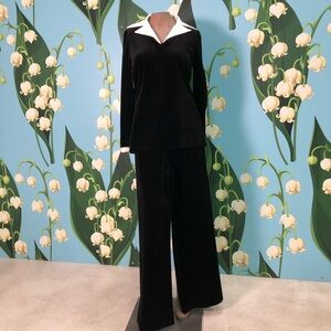 Vintage - Butte Knit Black and White Velour Pants Suit